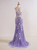 Mermaid V Neck Long Prom Dress with Appliques Beading HZ1108