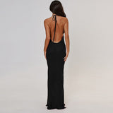 Red Mermaid Halter Neck Long Ball Dress Backless Evening Dress HZ1108