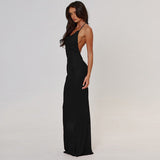 Red Mermaid Halter Neck Long Ball Dress Backless Evening Dress HZ1108