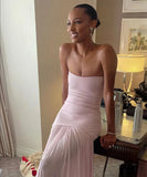 Modest Mermaid Pink Long Prom Dresses Formal Graduation Party Dress Evening Dress HZ1108