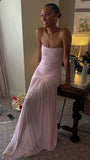 Modest Mermaid Pink Long Prom Dresses Formal Graduation Party Dress Evening Dress HZ1108