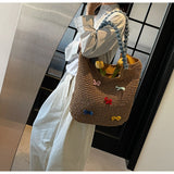 Straw bag beach bag handbag large capacity tote bag HZ1108