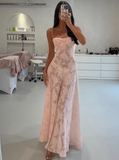 Jacquard sling slim evening gown long dress sling dress HZ1108