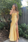 Sweetheart c Yellow Long Sheath Prom Dress With Split HZ1108
