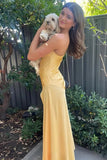 Sweetheart c Yellow Long Sheath Prom Dress With Split HZ1108