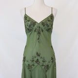 Vintage-Inspired Prom Dresses Under $180??Gothic Spaghetti Straps Blue Satin Chiffon Sheath Evening Dress with Beading HZ1108