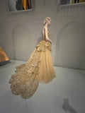 Gold A-line Strapless Tulle Sequined Long Ball Gown HZ1108
