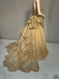 Gold A-line Strapless Tulle Sequined Long Ball Gown HZ1108