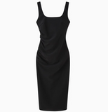 White/Black Sleeveless Square Neck Suspender Dress HZ1108