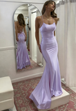Cute Mermaid Scoop Neck Pink Satin Long Prom Dress HZ1108