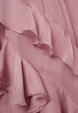Pink V-Neck Chiffon Pleated Sleeveless Back Zippered Long Prom Dress Beautiful Party Dress HZ1108
