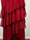 Burgundy A-line Halter V Neck Chiffon Backless Prom Dress,Bridesmaid Dress With Ankle Length HZ1108