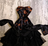 Gorgeous A-line Pink Spaghetti Strap Satin Applique Retro Prom Dress Birthday Party Dress HZ1108