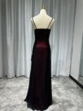 Sheath Spaghetti Straps Tulle Long Prom Dress with Silt HZ1108