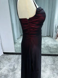 Sheath Spaghetti Straps Tulle Long Prom Dress with Silt HZ1108