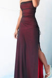 Sheath Spaghetti Straps Tulle Long Prom Dress with Silt HZ1108
