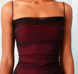 Sheath Spaghetti Straps Tulle Long Prom Dress with Silt HZ1108