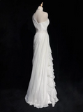 White Bodycon Satin Tulle Long Prom Dress Simple Wedding Dress HZ1108