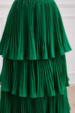 Hunter Green A-line Chiffon Strapless Layers Long Prom Dress Formal Evening Dress HZ1108