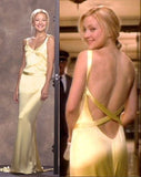 Simple Mermaid V Neck Yellow Backless Long Prom Dress HZ1108