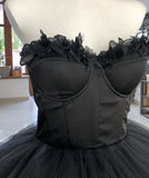 A-line Sweetheart Corset Tulle Strapless Prom Dress HZ1108