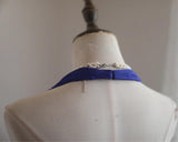 Royal Blue A-Line Halter Chiffon Satin Long Prom Dress V-neck Beaded Birthday Party Dress HZ1108