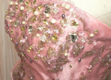 Sweet Pink Strapless Satin Tulle Sequin Beaded Diamond Long Ball Gown HZ1108