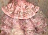 Sweet Pink Strapless Satin Tulle Sequin Beaded Diamond Long Ball Gown HZ1108