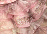 Sweet Pink Strapless Satin Tulle Sequin Beaded Diamond Long Ball Gown HZ1108