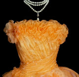 Sweet Orange Strapless Evening Dress Tulle Long Ball Gown HZ1108