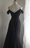 Elegant Black Mermaid Spaghetti Strap Satin Diamond Long Prom Dress Simple Evening Dress HZ1108