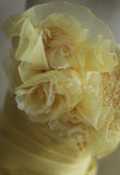 Sweet Yellow A-Line Strapless Organza Wedding Dress with Appliques and Rhinestones Long Evening Gown HZ1108