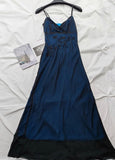 Navy Blue Mermaid Spaghetti Strap Tulle Beading Long Prom Dress V-Neck Vintage Party Dress HZ1108