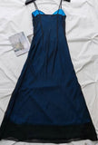 Navy Blue Mermaid Spaghetti Strap Tulle Beading Long Prom Dress V-Neck Vintage Party Dress HZ1108
