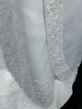 A-Line Spaghetti Strap Beaded Satin Long Prom Dress White Wedding Dress Graduation Prom Dress HZ1108