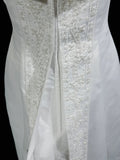 A-Line Spaghetti Strap Beaded Satin Long Prom Dress White Wedding Dress Graduation Prom Dress HZ1108