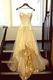 Pearl White A-Line Sweetheart Applique Long Prom Dress Tulle Graduation Prom Dress HZ1108