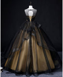 A-Line Round Neck Tulle Long Prom Dress, Elegant Evening Dress HZ1108