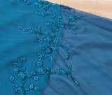 Teal Spaghetti Strap Chiffon Beaded Appliqu¨¦ Long Prom Dress Evening Dress HZ1108