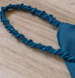 Teal Spaghetti Strap Chiffon Beaded Appliqu¨¦ Long Prom Dress Evening Dress HZ1108