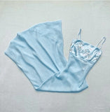 Sweet Pink Spaghetti Strap Chiffon Long Prom Dress for Party Embroidered AppliqueEvening Dress HZ1108