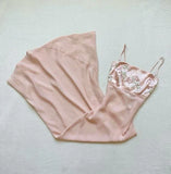 Sweet Pink Spaghetti Strap Chiffon Long Prom Dress for Party Embroidered AppliqueEvening Dress HZ1108