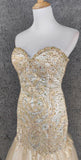 Light Champagne Mermaid Sweetheart Neck Beaded Tulle Long Ball Dress Vintage Evening Dress HZ1108