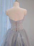 A-Line Sweetheart Neck Sequined Tulle Long Prom Dress Birthday Dress Graduation Prom Dress HZ1108