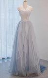 A-Line Sweetheart Neck Sequined Tulle Long Prom Dress Birthday Dress Graduation Prom Dress HZ1108