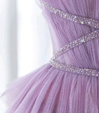 Gradient Purple A-Line Spaghetti Strap Tulle Sequin Long Prom Dresses for Birthday&Graduation HZ1108