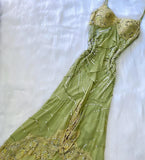 Green Bodycon Dress Beautiful Spaghetti Straps Chiffon Sequin Long Prom Dress Evening Dress HZ1108