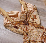 Vintage Yellow Mermaid Tulle Chiffon Long Prom Dress Pretty Birthday Dress HZ1108