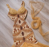 Vintage Yellow Mermaid Tulle Chiffon Long Prom Dress Pretty Birthday Dress HZ1108