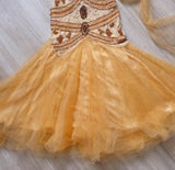 Vintage Yellow Mermaid Tulle Chiffon Long Prom Dress Pretty Birthday Dress HZ1108
